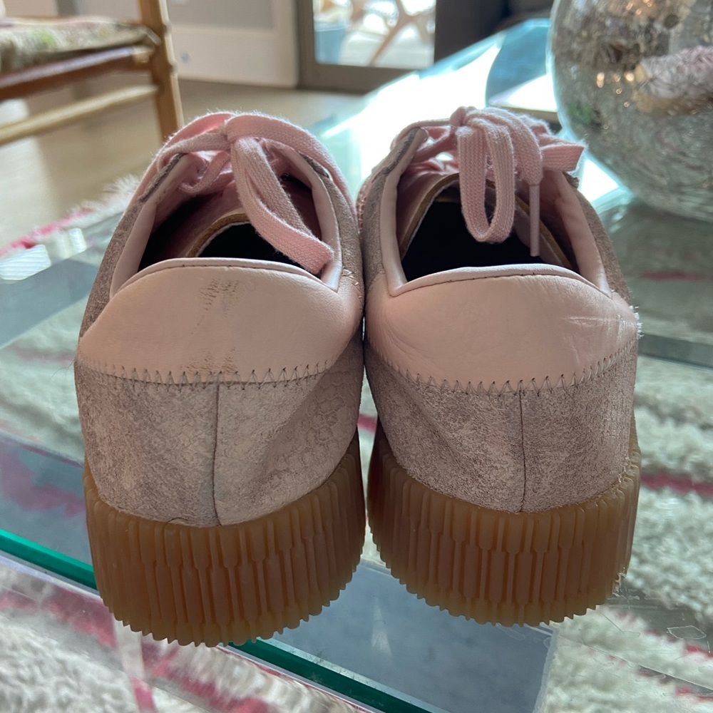 adidas Women's Pink Suede & Mesh Sneakers with Gum Sole - Picture 4 of 6